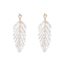 Pearlized Resin Leaf Drop Earring