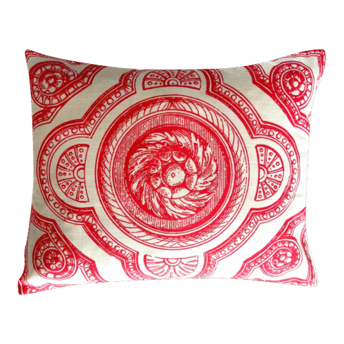 Contemporary Italy Inspired Medallion Filigree Coral Pink Pillow Cover - Image 3