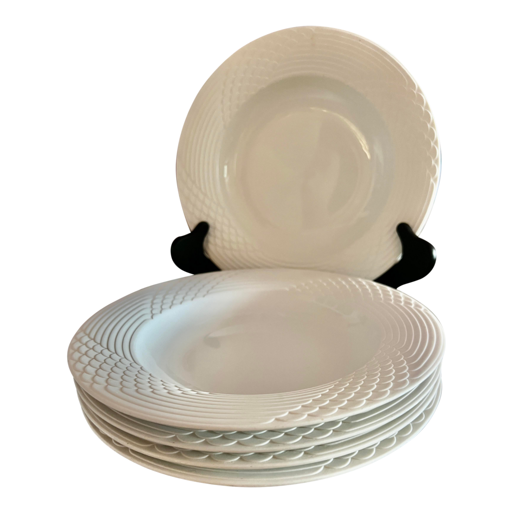1970s Hutschenreuther Scala Rimmed White Wolf Karnagel Bowls, Made in Germany- Set of 5