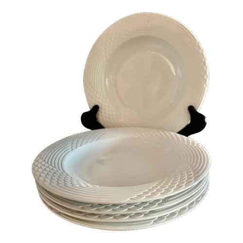 1970s Hutschenreuther Scala Rimmed White Wolf Karnagel Bowls, Made in Germany- Set of 5