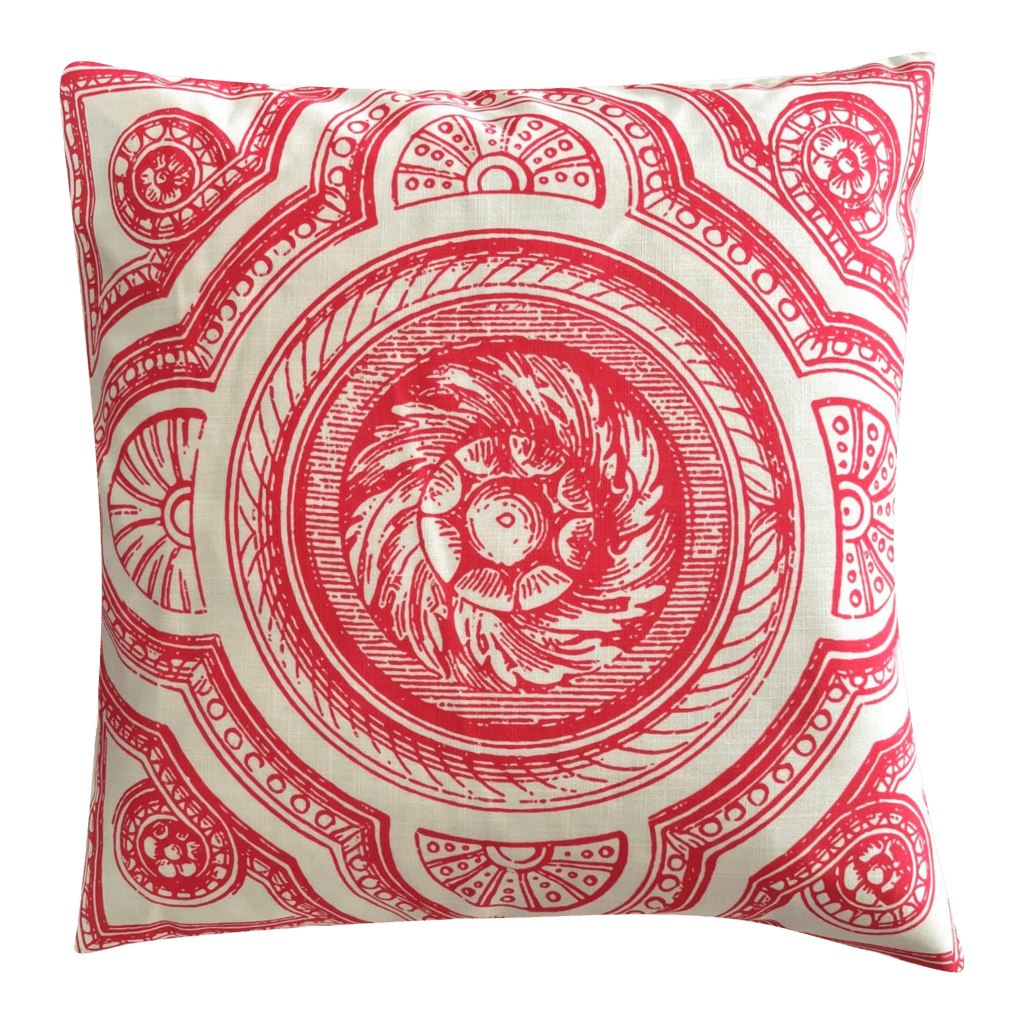 Contemporary Italy Inspired Medallion Filigree Coral Pink Pillow Cover