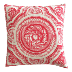 Contemporary Italy Inspired Medallion Filigree Coral Pink Pillow Cover