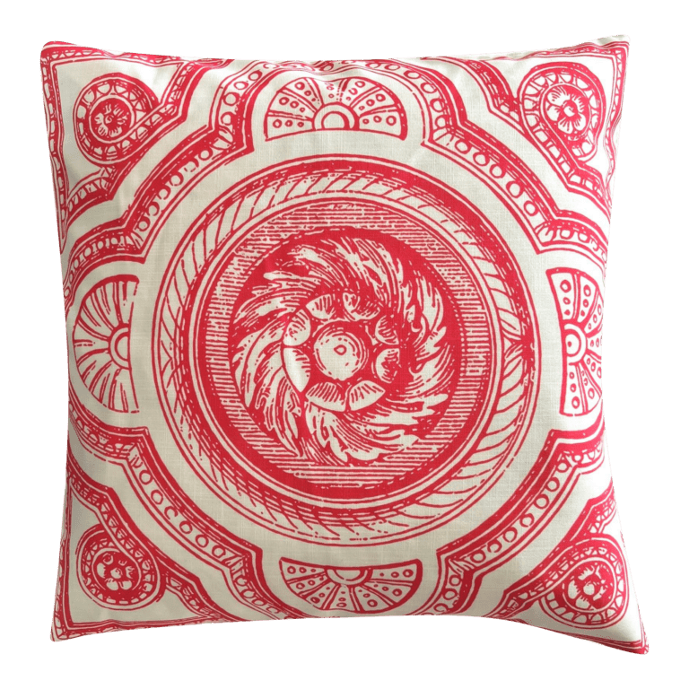 Contemporary Italy Inspired Medallion Filigree Coral Pink Pillow Cover