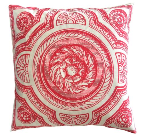 Contemporary Italy Inspired Medallion Filigree Coral Pink Pillow Cover - Image 4