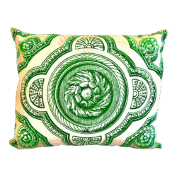 Contemporary Italy Inspired Medallion Filigree Green Pillow Cover