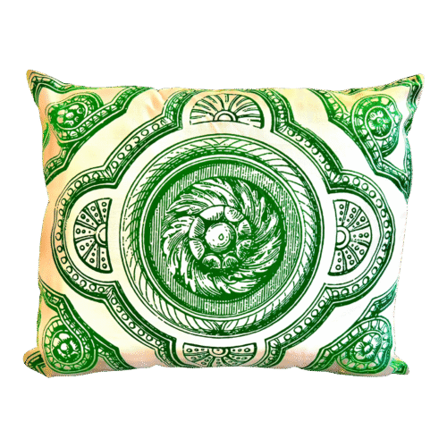 Contemporary Italy Inspired Medallion Filigree Green Pillow Cover