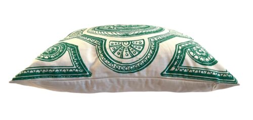 Contemporary Italy Inspired Medallion Filigree Green Pillow Cover - Image 4