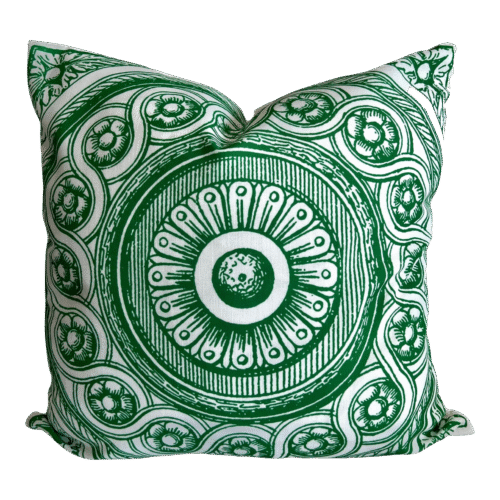 Contemporary Kelly Green Viscaya Circle Medallion Filigree Pillow Cover - Image 2