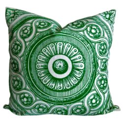 Contemporary Kelly Green Viscaya Circle Medallion Filigree Pillow Cover
