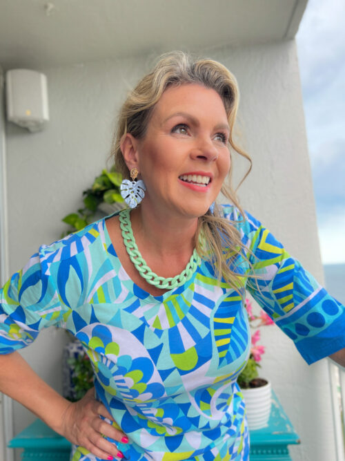 Miami Venetian Vibes Acrylic Palm Leaf Earrings - Image 12
