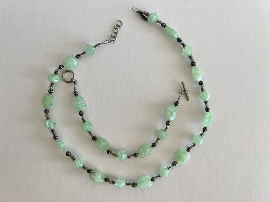 Jadeite Green Glass Bead Necklace