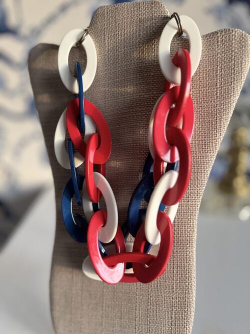 Red White Blue Acrylic Necklace