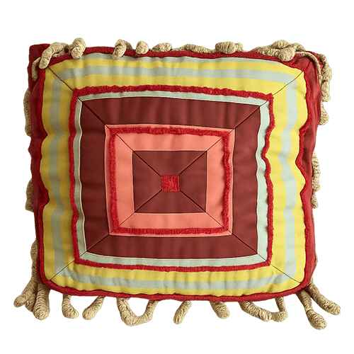 Pillow color red, yellow and brown