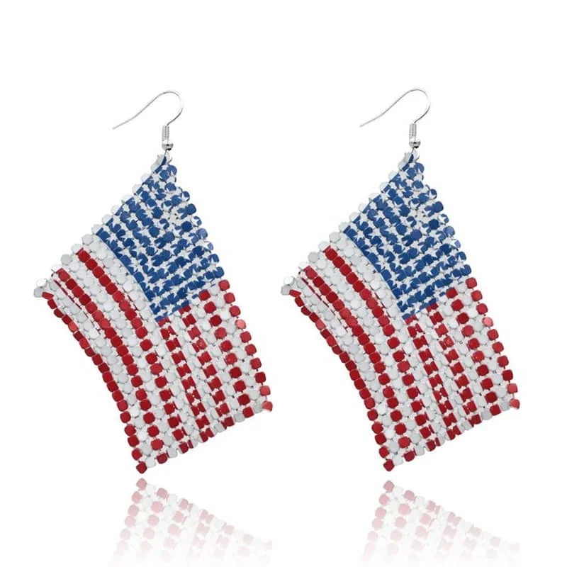 American Flag Mesh Earrings Red White Blue Earrings