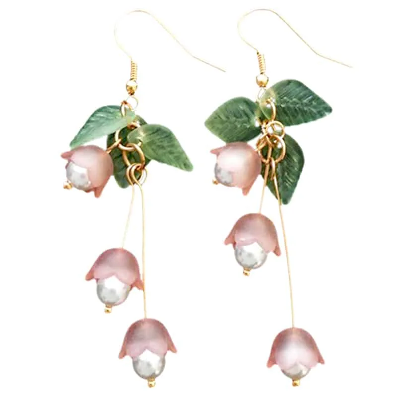 Delicate Glass & Pearl Lily Flower Earring