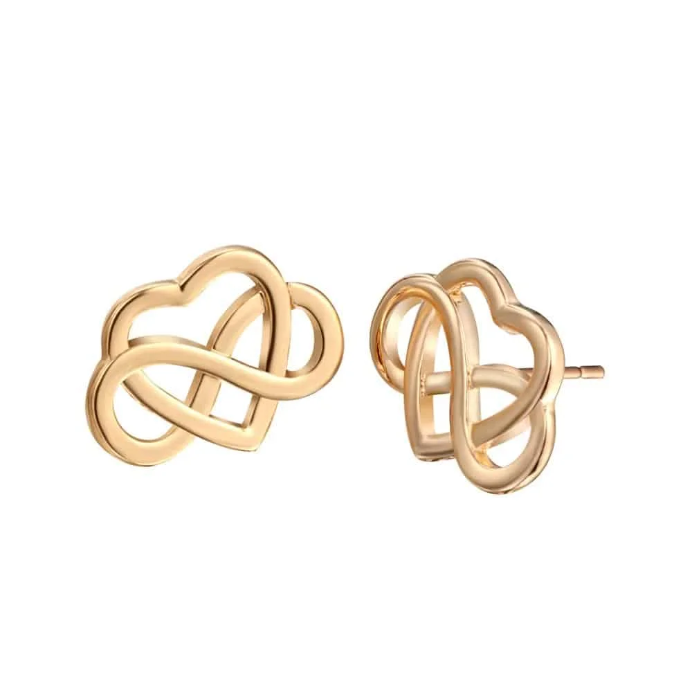Infinity Stud Heart Earrings | Delicate Heart Earrings | Modern Heart Earrings | Silver Heart Earrings - Gold