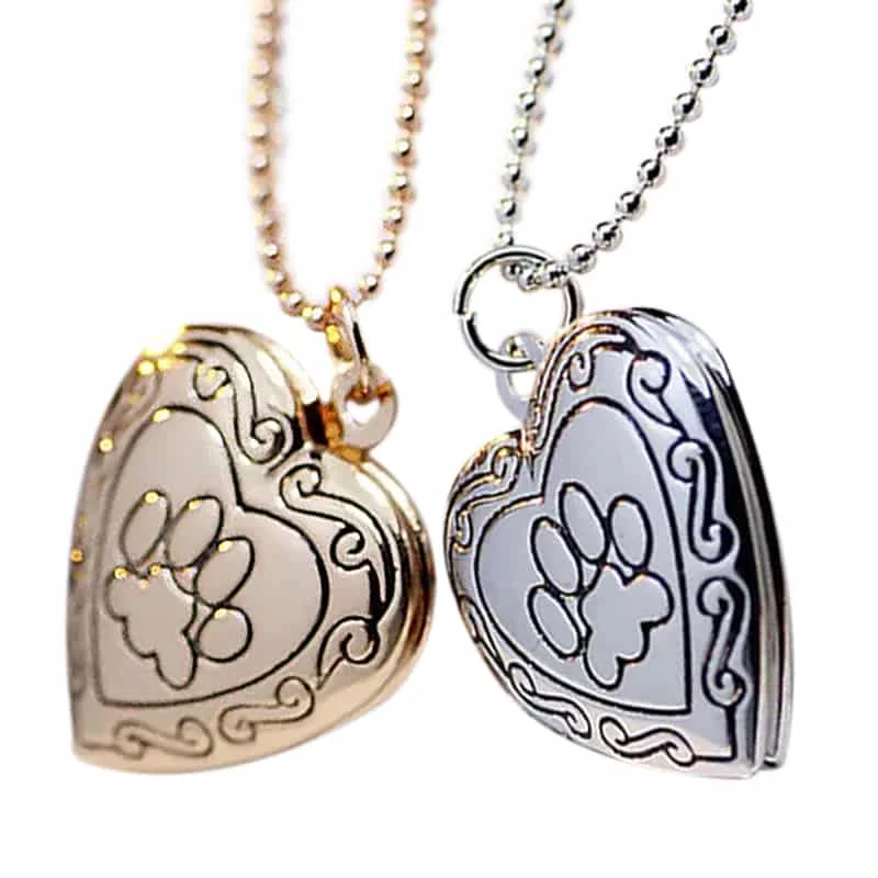 Pawsitivity Perfect #1 Paw Print Locket Necklace - Gifts for Pet Lovers - Silver And Gold
